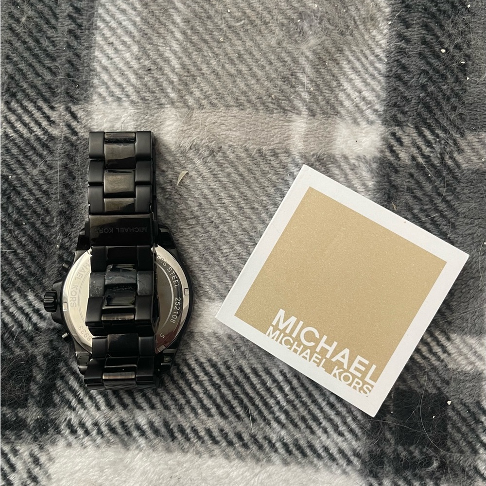 💎🎁 MICHAEL KORS Black and Gold Chronograph Watch Unisex - Picture 8 of 10